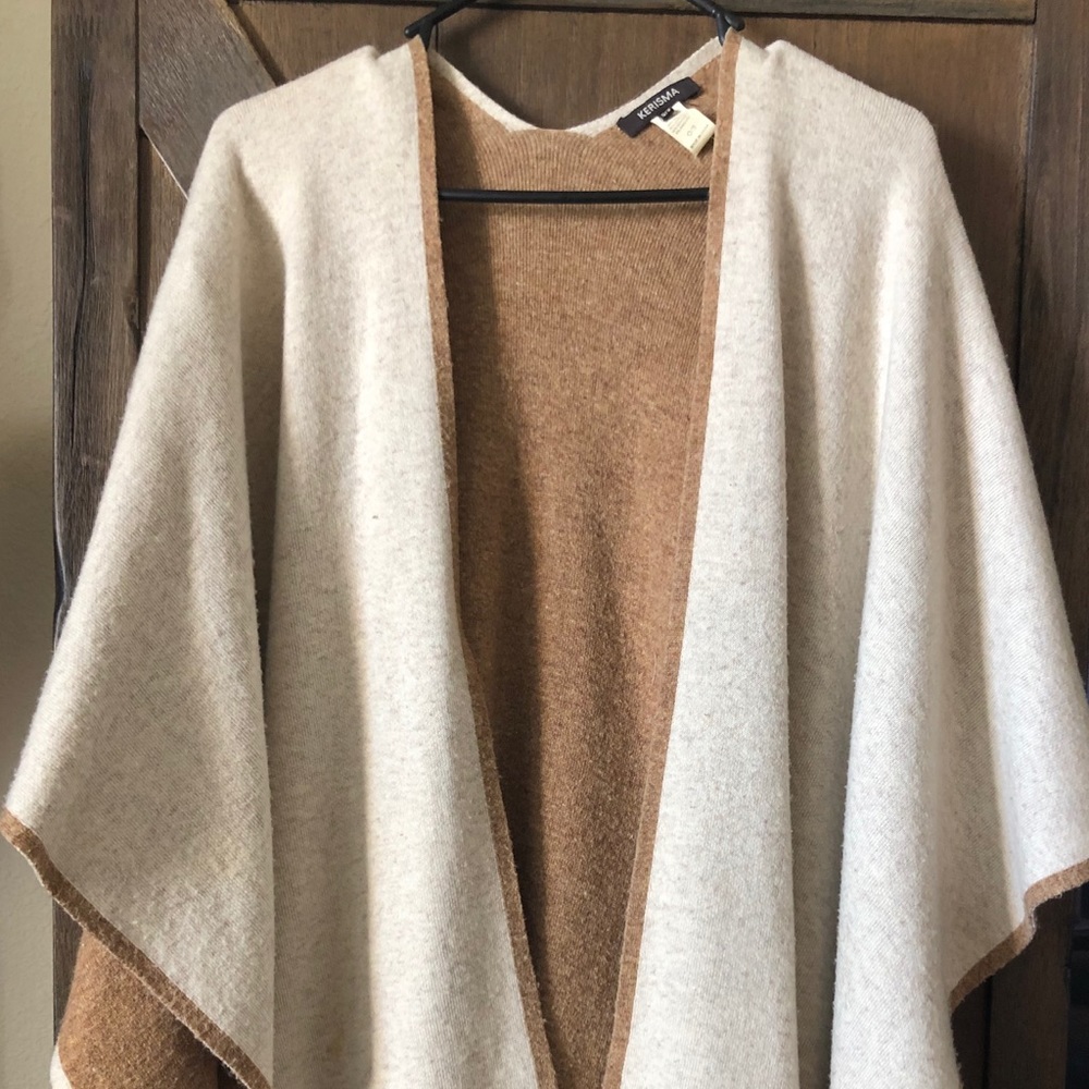 Tan and beige poncho